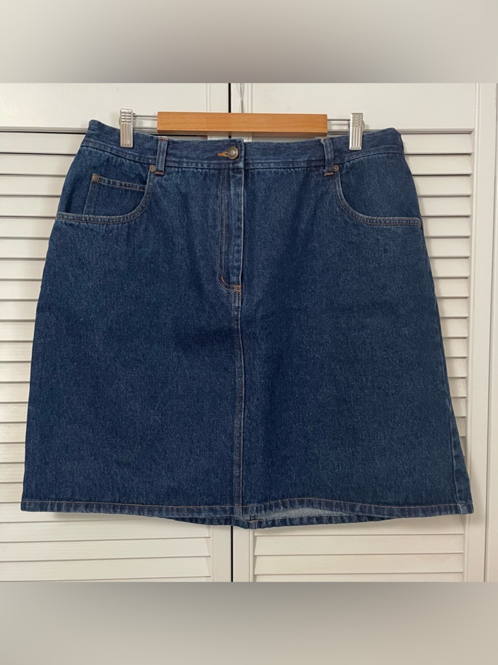 Vintage Carole Little II Blue Denim Mini Skirt Pockets 1990s Jean Western